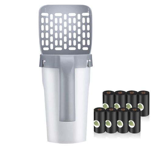 Katzenstreu-Schaufel mit integriertem Abfallbehälter